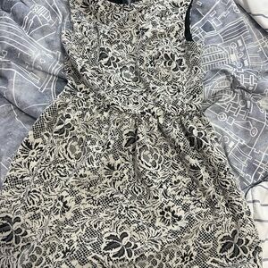 BeBop Black and White Ruffled Fit and Flare Dress